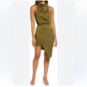 Elliatt Satin Asymmetric Mini Dress